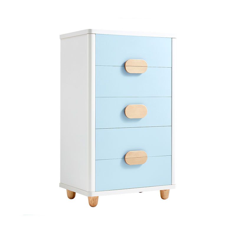 Blue Scandinavian Baby Dresser Vertical Wooden Kids Furniture