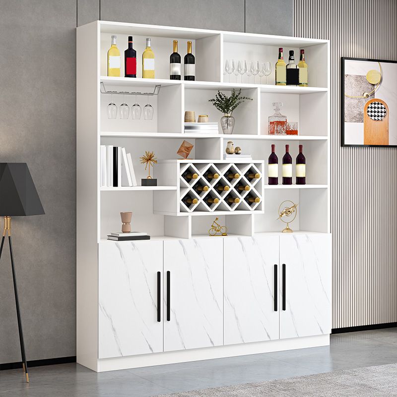 Modern Style Manufactured Wood Floor Wine Bottle Holder with Storage Shelves