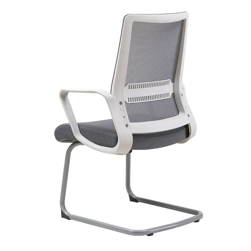 Contemporary Arm Chair Gray Adjustable Arms No Wheels Office Chair