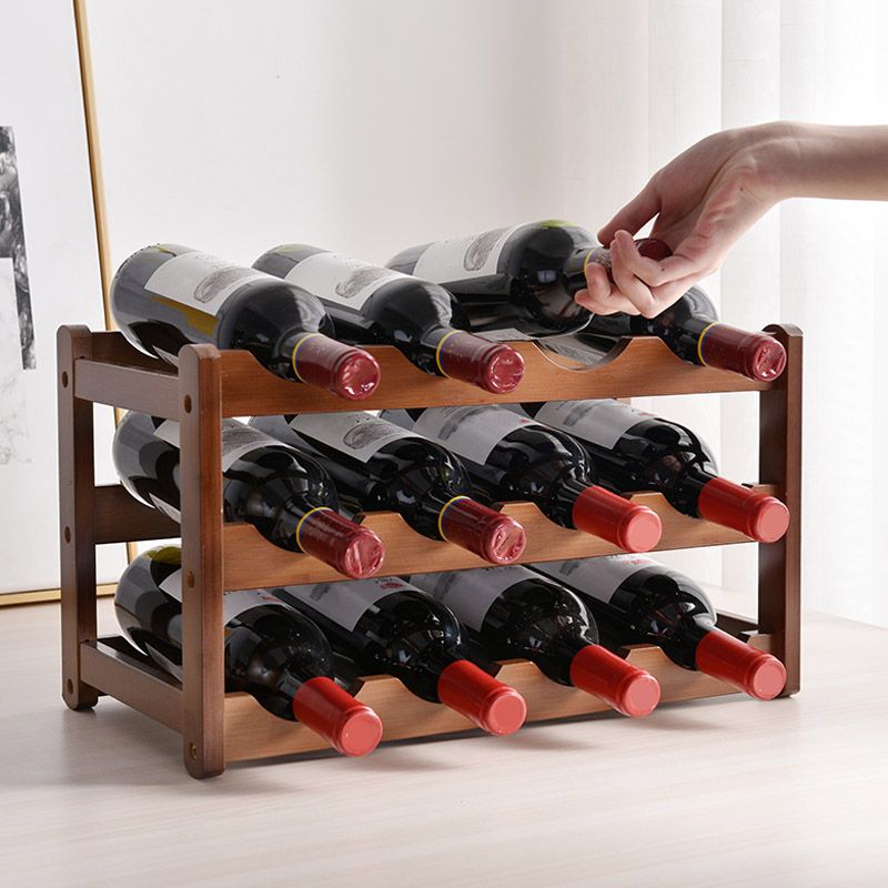 Modern Tabletop Wine Rack Solid Wood Wine Bottle Rack for Living Room