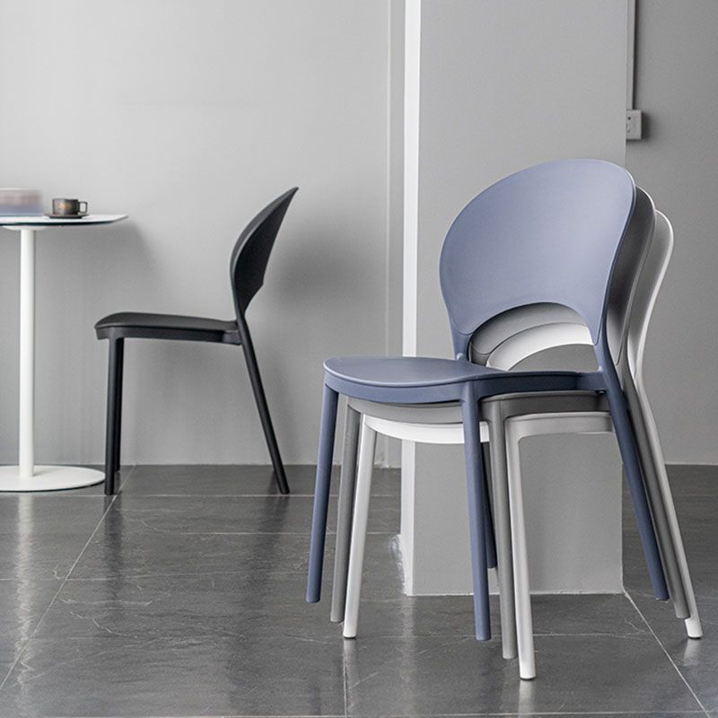 Contemporary Stacking Open Side Chair Matte Finish Home Dining Chair