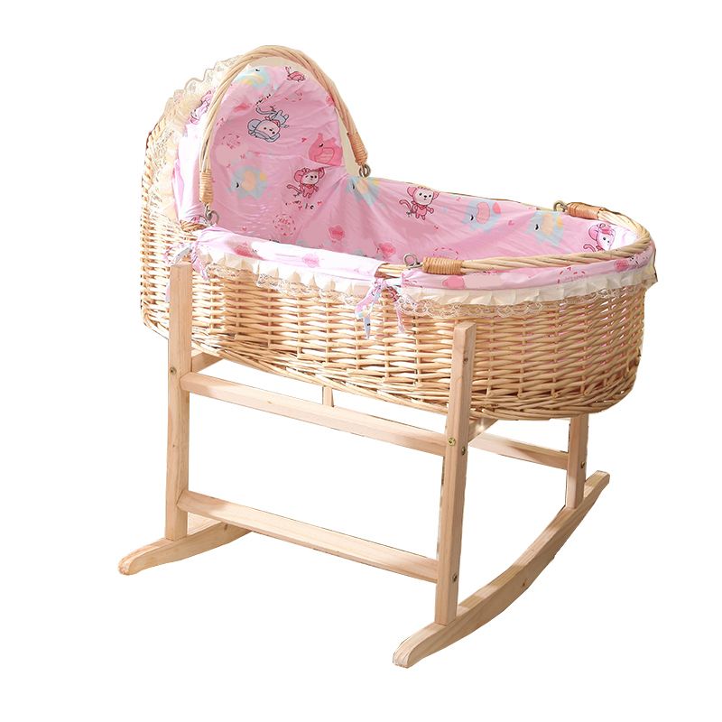 Rattan Modern Nursery Crib Color Matching Nursery Bed with Casters