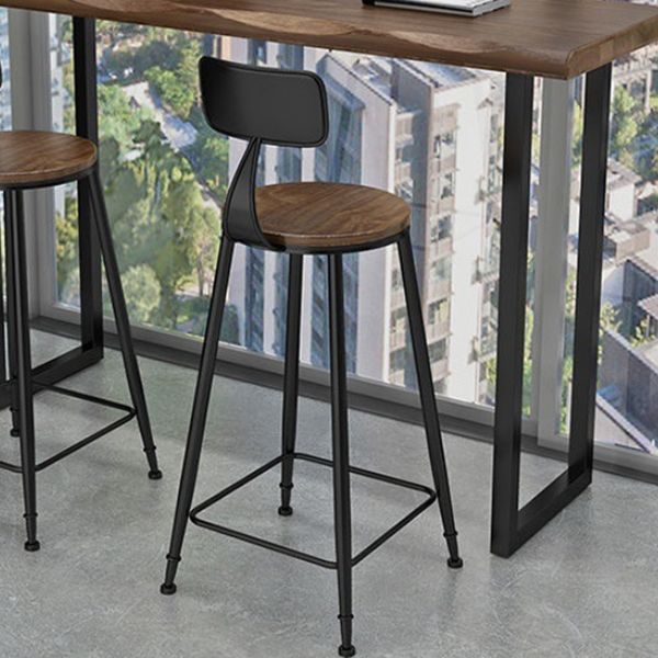 Natural and Black Bar Table Modern Sled Solid Wood Balcony Bar Dining Table