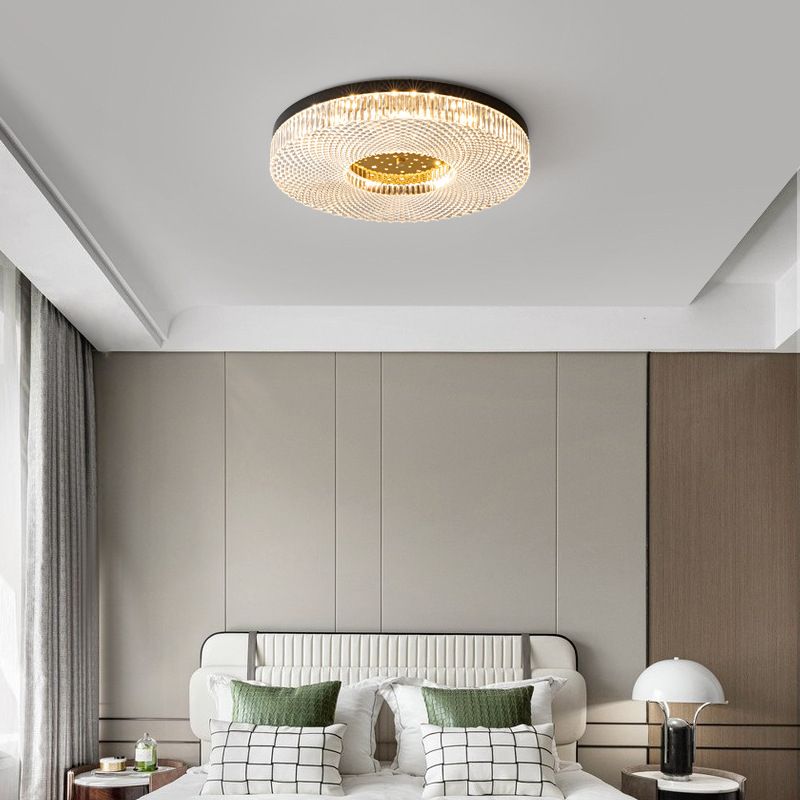 Single Golden Flush Mount Lighting Circle Acrylic LED Ceiling Light