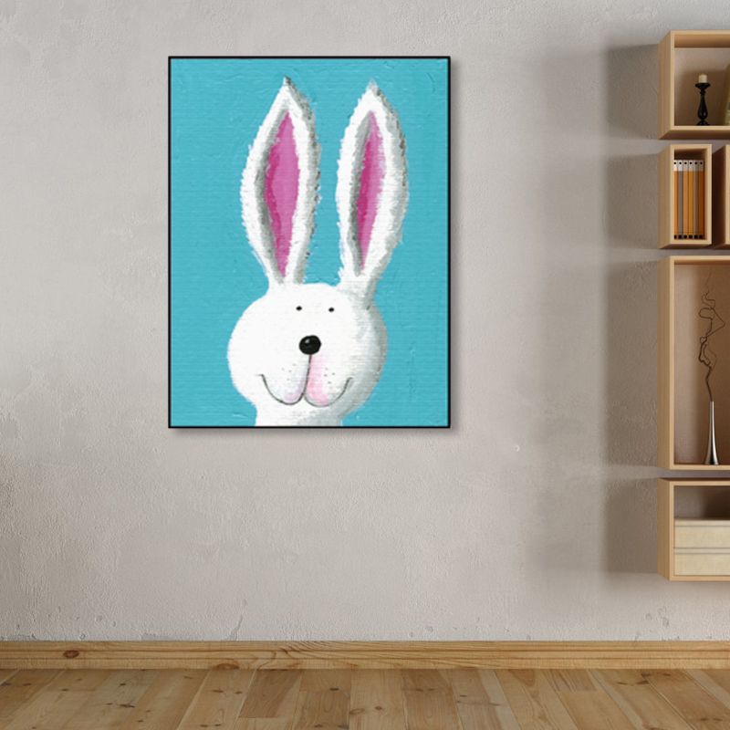 Pastel Color Cartoon Animal Canvas Textured Kids Style House Interior Wall Art Print