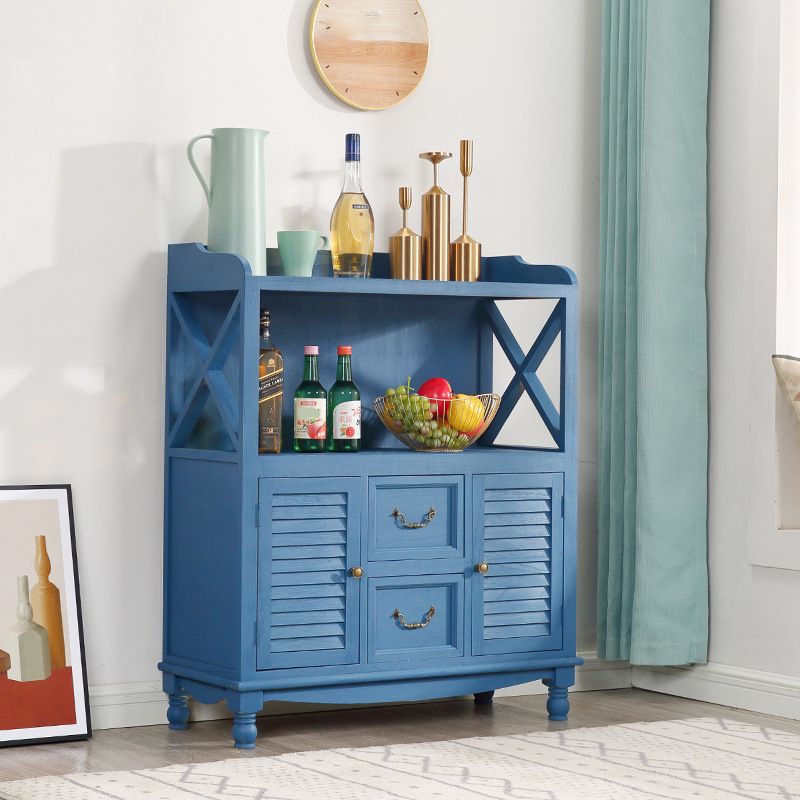 Mid-Century Modern Accent Cabinet with Drawers and Doors in Solid Wood