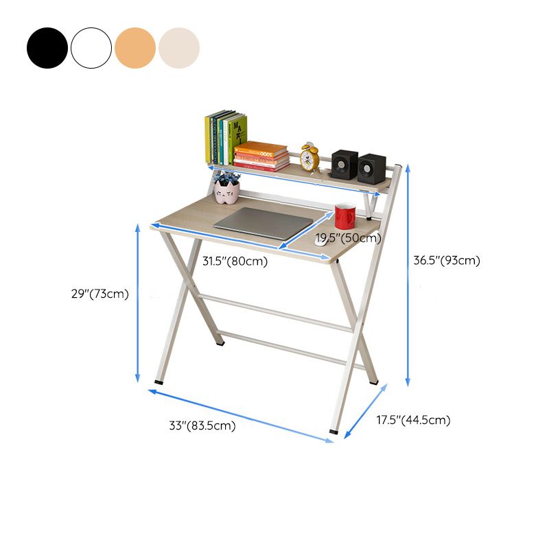 Foldable Home Wood Writing Desk with Storage Shelves Lap Desk Multiple Colors Study Desk