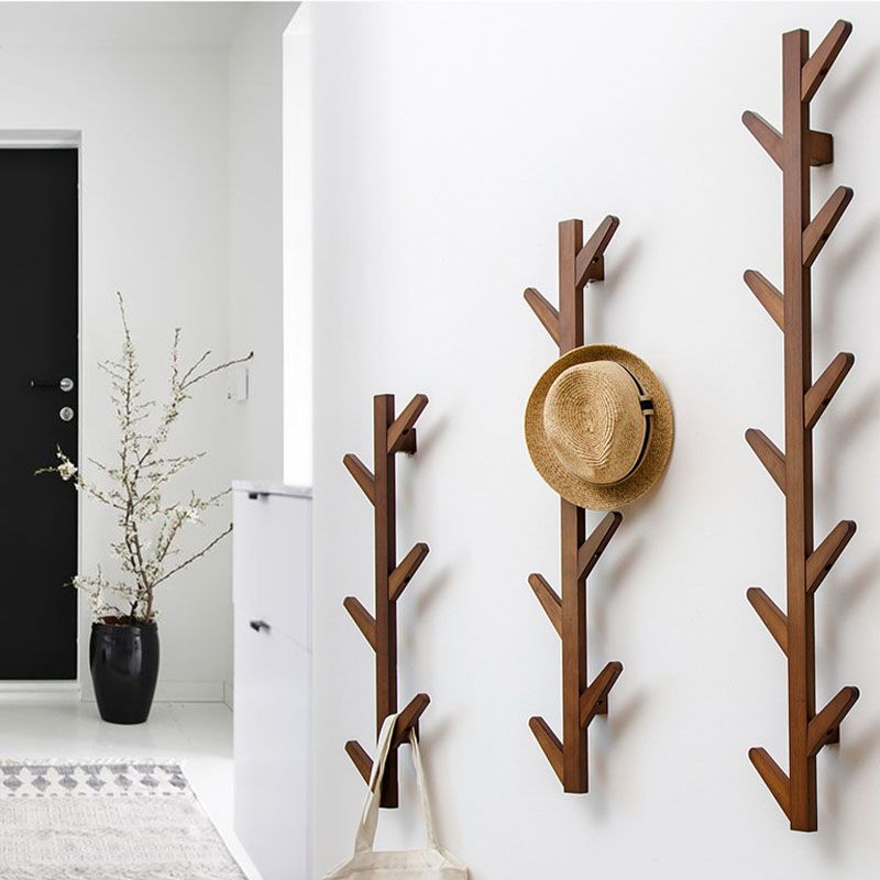 Wall Mounted Coat Hanger Modern Simple Wooden Coat Hanger with Hooks