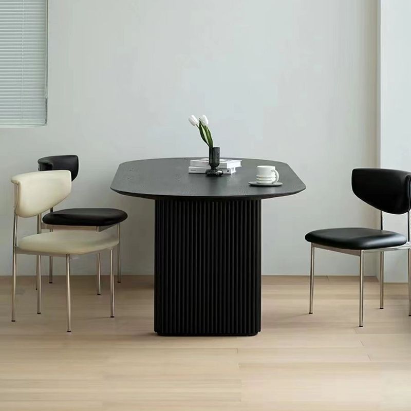 Oval Shaped Office Conference Tables Wood Writing Desks in Black