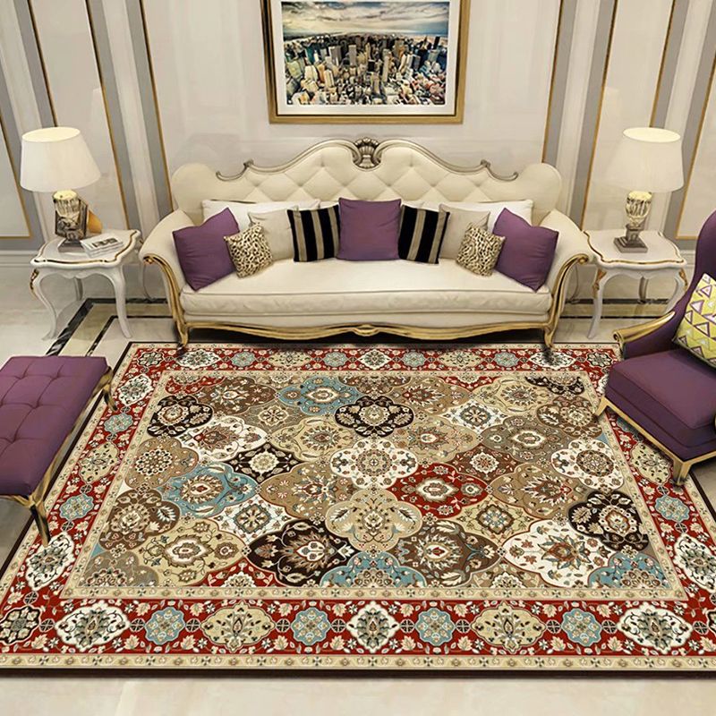 Aesthetic Moroccan Indoor Rug Antique Polyester Area Carpet Stain Resistant Carpet for Living Room