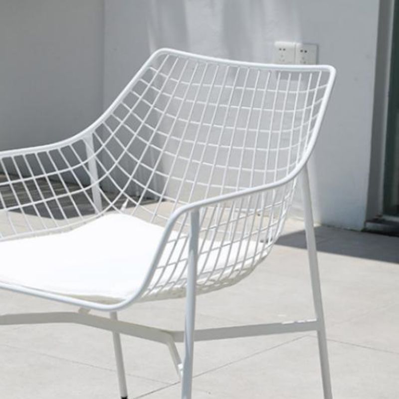 Modern Armless Outdoor Chair Metal Black/White Dining Side Chair