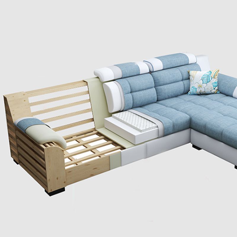 Sewn Pillow Back Sofa with Ottoman Included and Storage for Four People