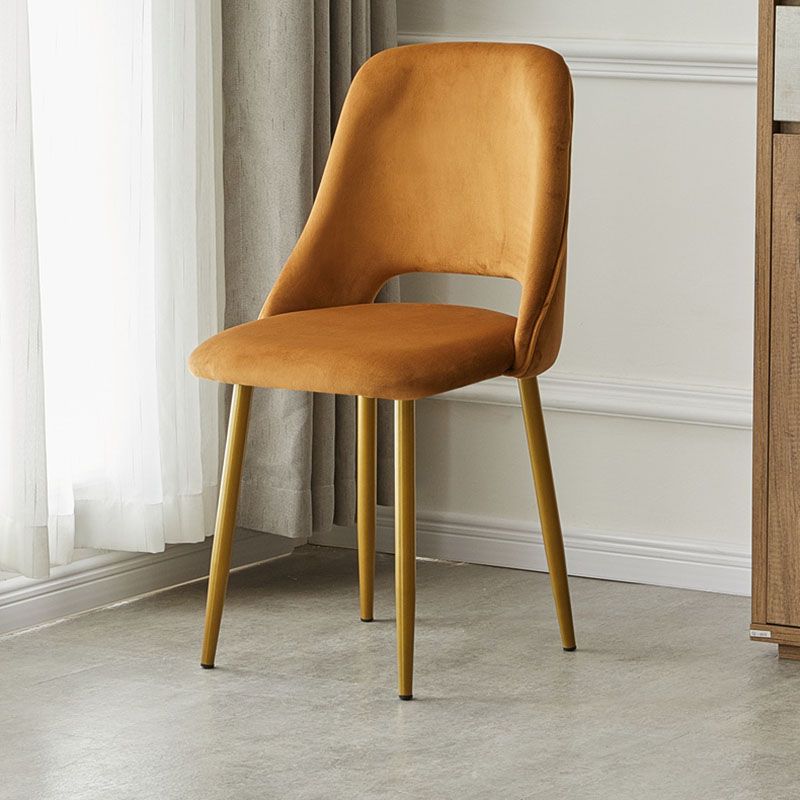 Open Back Dining Side Chair Velvet Upholstered Side Chair with Gold Legs