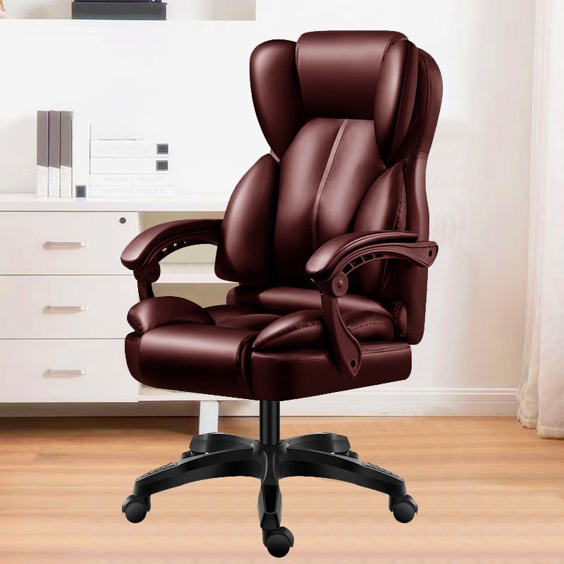 Modern Swivel Chair Adjustable Seat Height Faux Leather Office Chair with Wheels