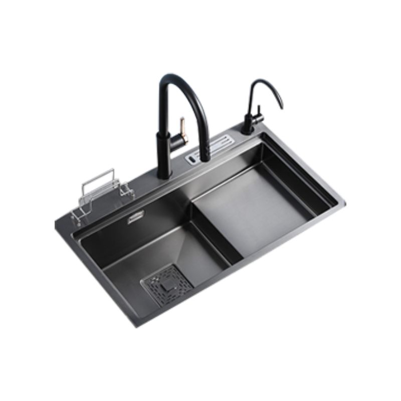 Stainless Steel Rectangle Sink 2 Holes Drop-In Kitchen Sink with Drain Assembly