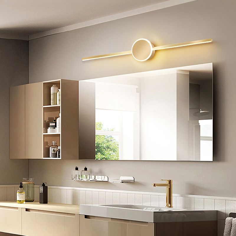 Minimalism LED Mirror Lamp Metal Vanity Light Fixtures in Gold for Bathroom