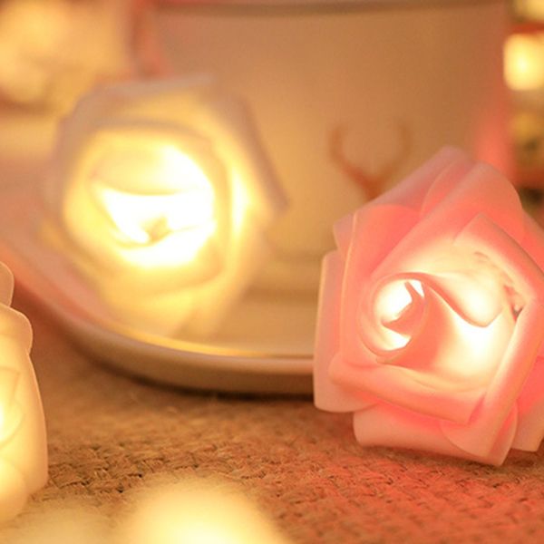 Plastic Rose String Light Kit Nordic Romantic LED Decorative Light for Bedroom