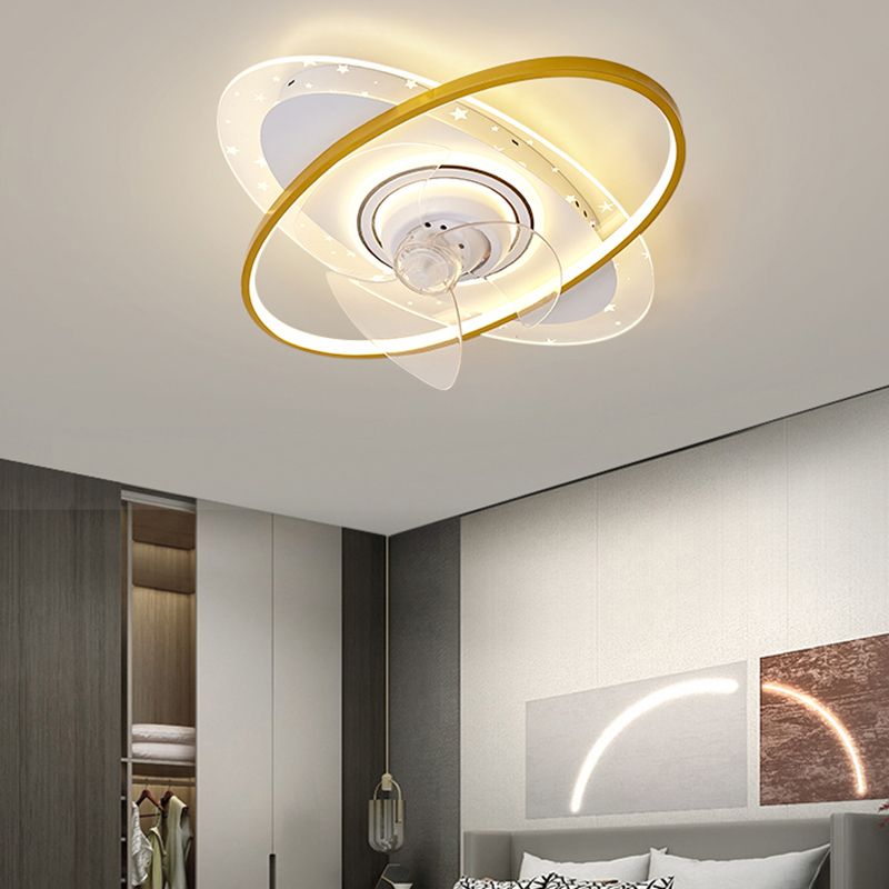 LED Ceiling Fan Light Modern Ceiling Mount Lamp with Acrylic Shade for Bedroom