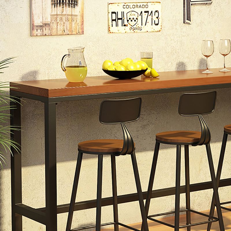 Industrial Natural Bistro Bar Desk Indoor Footrest Trestle Bistro Bar Table