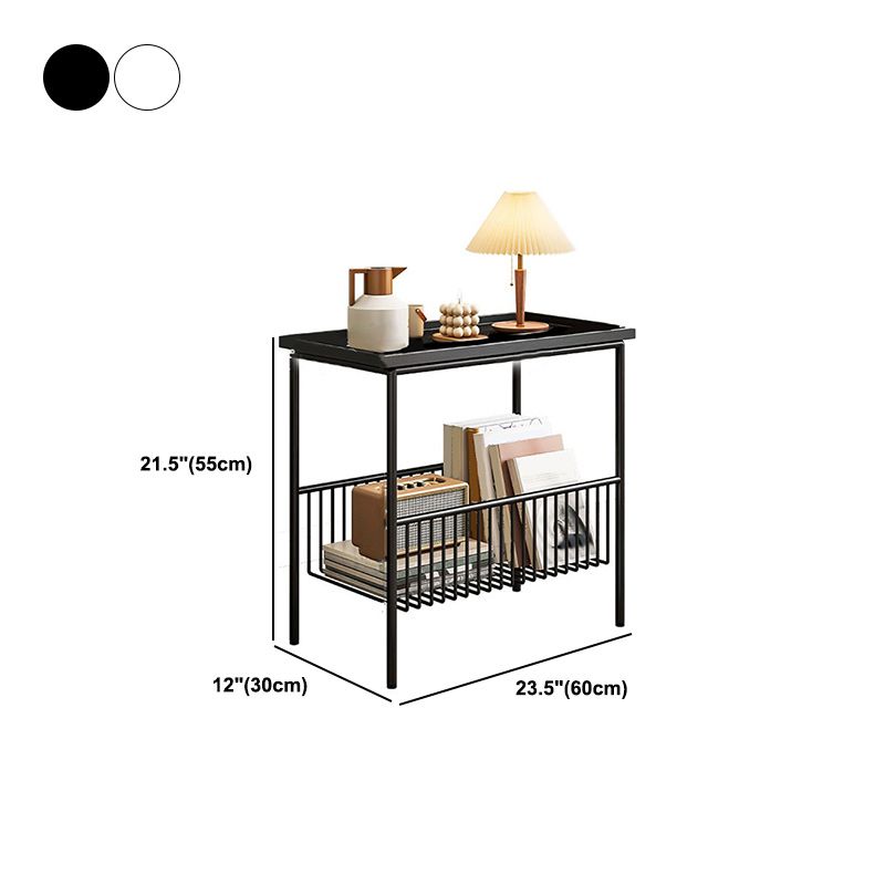 Modern Metal Nightstand Open Storage Stainless Shelf Included Night Table with Legs