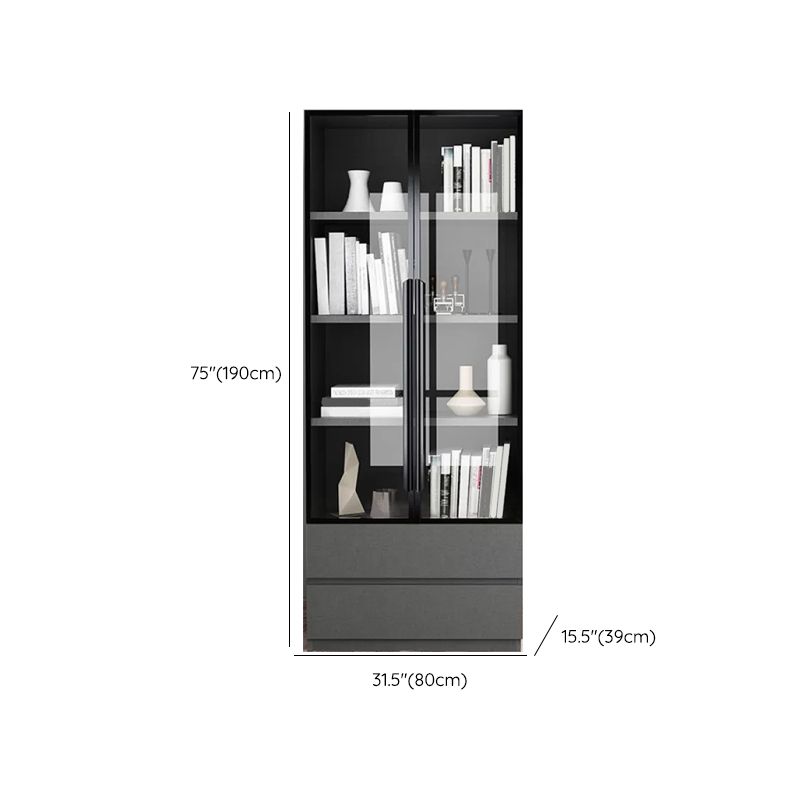 Modern Faux Wood Display Stand Standard Grey Display Cabinet for Dining Room