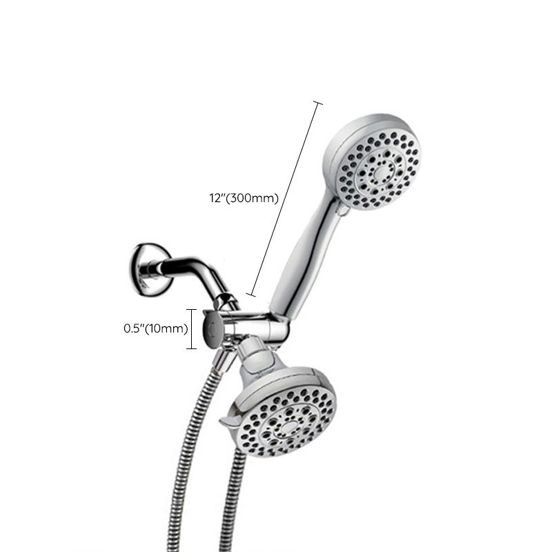 Silver Dual Shower Head Round Rain Fall Wall-Mount Showerhead