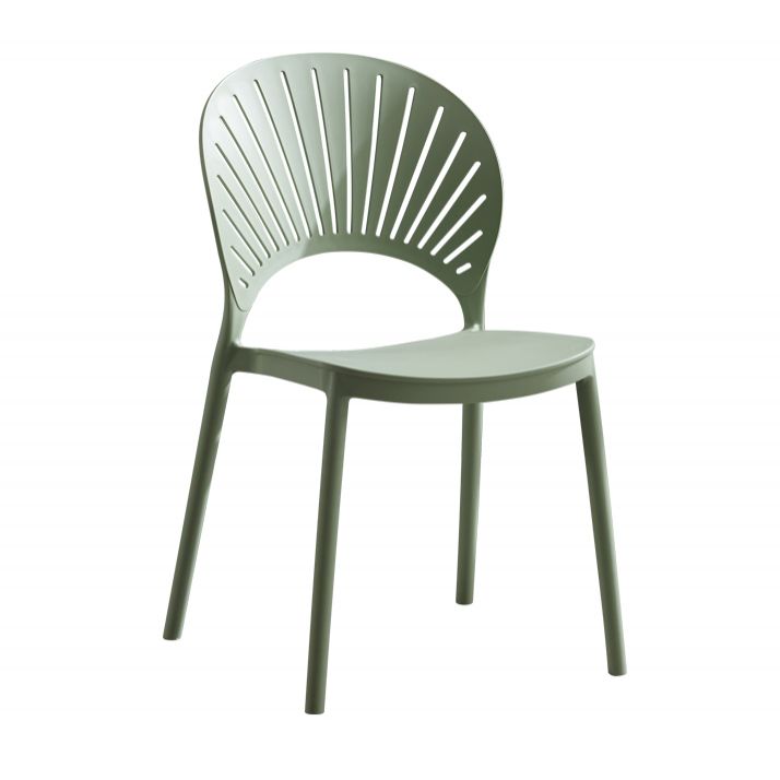 Home Contemporary Side Chair Open Back Shell-shaped Plastic Dining Room Chair