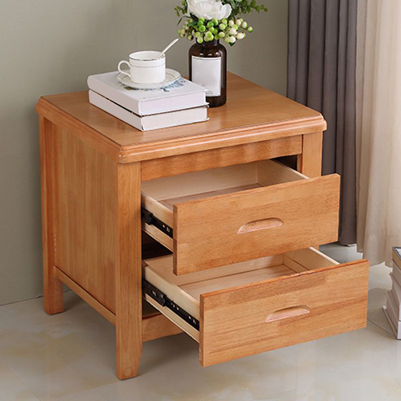 Modern Bed Nightstand Solid Wood Accent Table Nightstand with Drawers