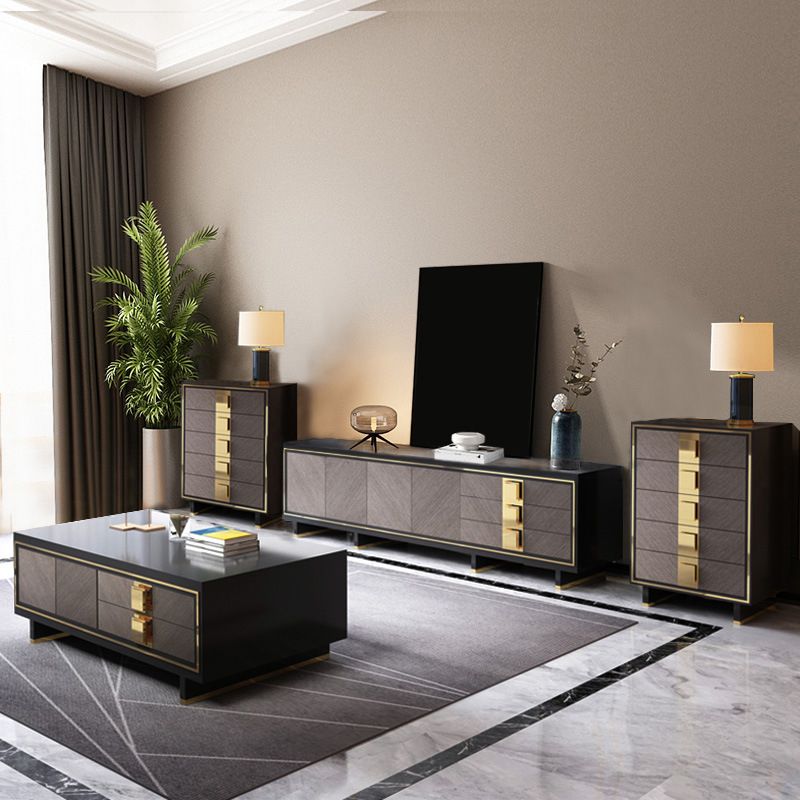 Glam TV Media Console Wood Media Console TV Stand with 3 Drawers