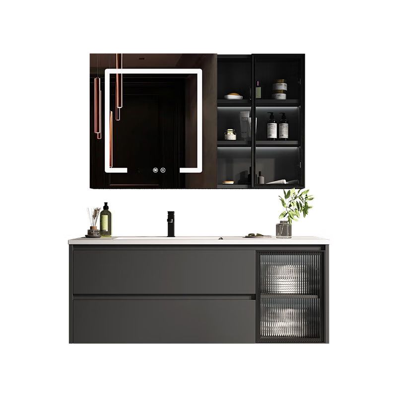 Luxurious Bathroom Vanity Wall-Mounted Sink Floor Cabinet in Black