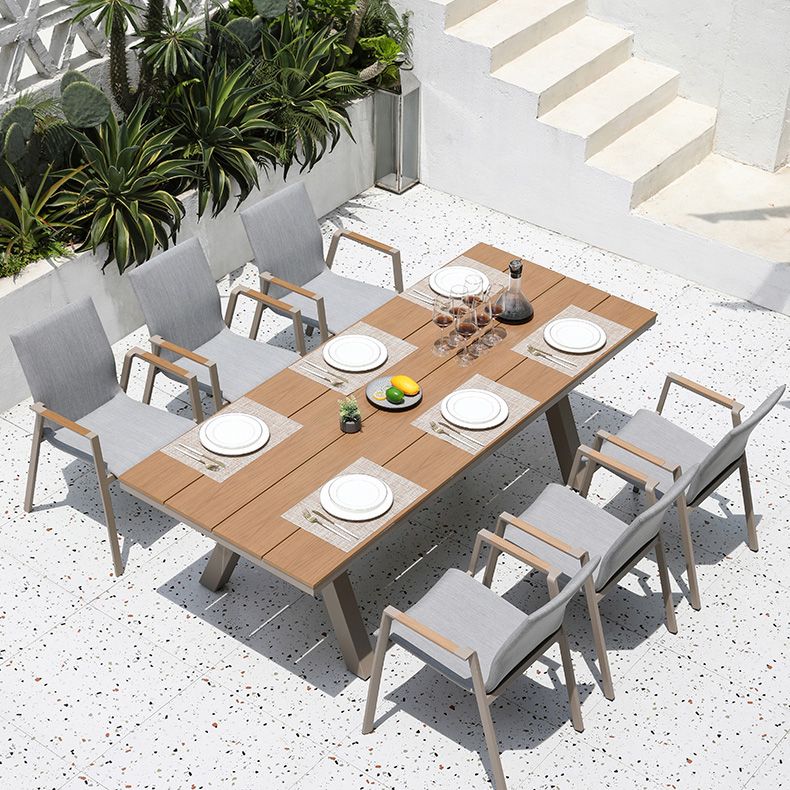 Rectangle Patio Table with UV Resistant Solid Wood Dining Table