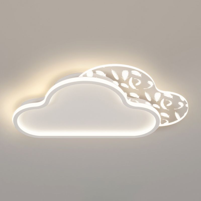 Stagger Cloud Acrylic LED Semi Flush Mount in Modern Unique Style Feather Metal Ceiling Light for Bedroom