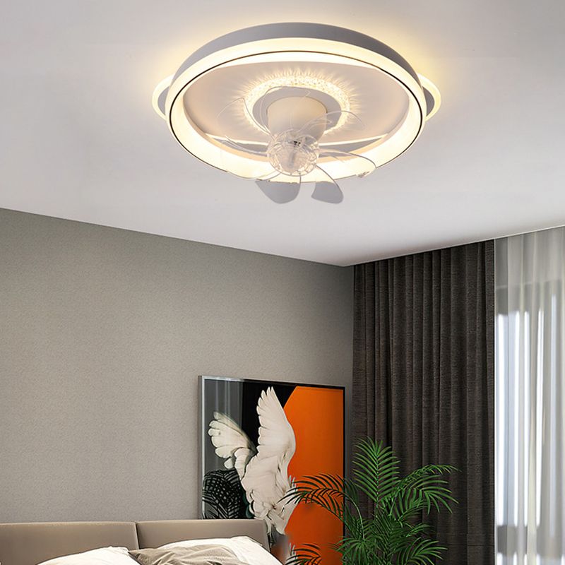 7-Blade LED Ceiling Fan Modernism Metallic Fan with Light for Room