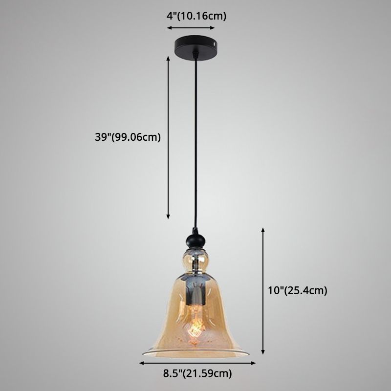 Glass Hanging Light Fixture Bell Industrial Style Pendant Light Fixture for Restaurant