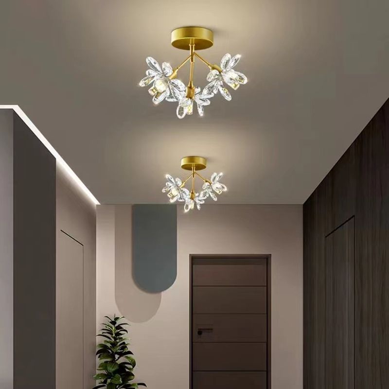 Starburst Flush Ceiling Lights Modern Crystal Flush Mount for Hallway