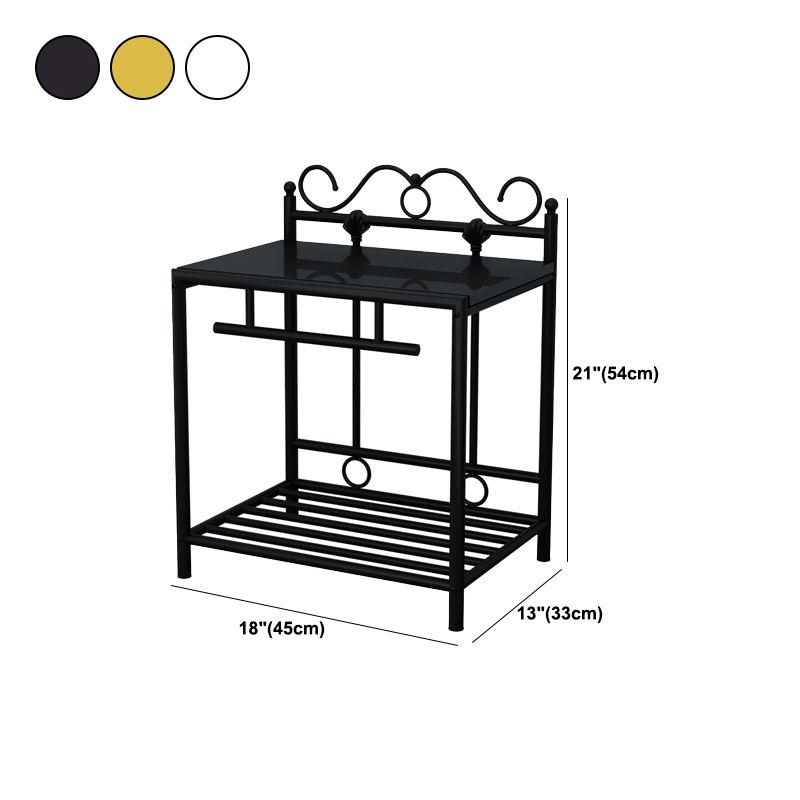 Industrial 2 Shelves Night Table Wooden Nightstand for Bedroom