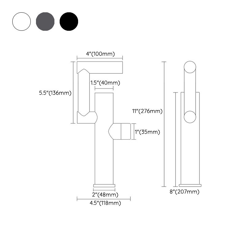 Contemporary Sink Faucet Solid Color Knob Handle Brass Bathroom Faucet