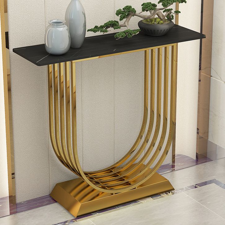 11" Wide Glam Accent Table Stone Rectangle Console Accent Table