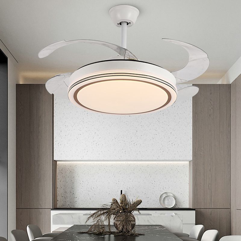 Iron and Acrylic Ceiling Fan Lighting in White Finish Modern Fan Ceiling