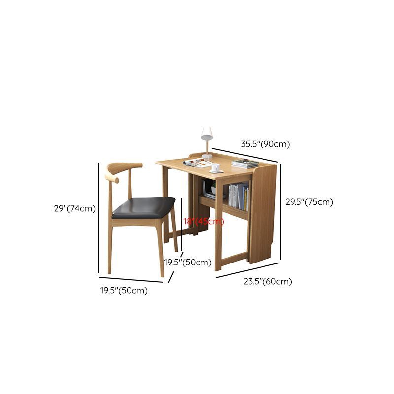 Foldable Children's Desk Home Solid Wood with Storage Shelves Study Desk