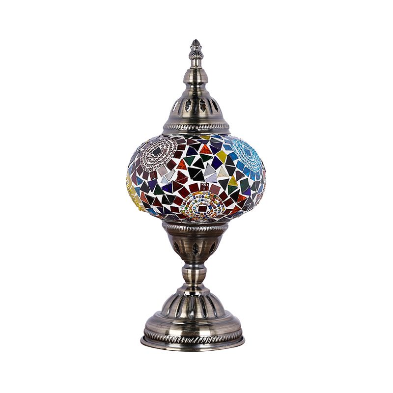 Nickel Tower Nightand Light Mediterranean Style Red / Blue Trened Vingle 1 Hier-chambre à coucher lampe