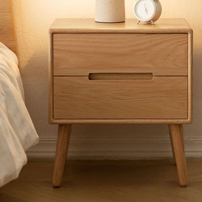 Scandinavian Wooden Bedside Cabinet with 2 Drawer for Bedroom