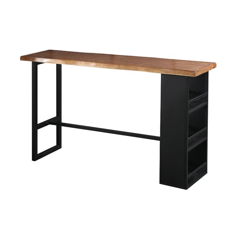 Industrial Wood Pub Table with Rectangle Table Top Trestle Table - 41.3" H