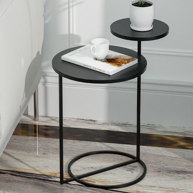 Metal Contemporary Accent Table Nightstand Antique Finish Bed Nightstand