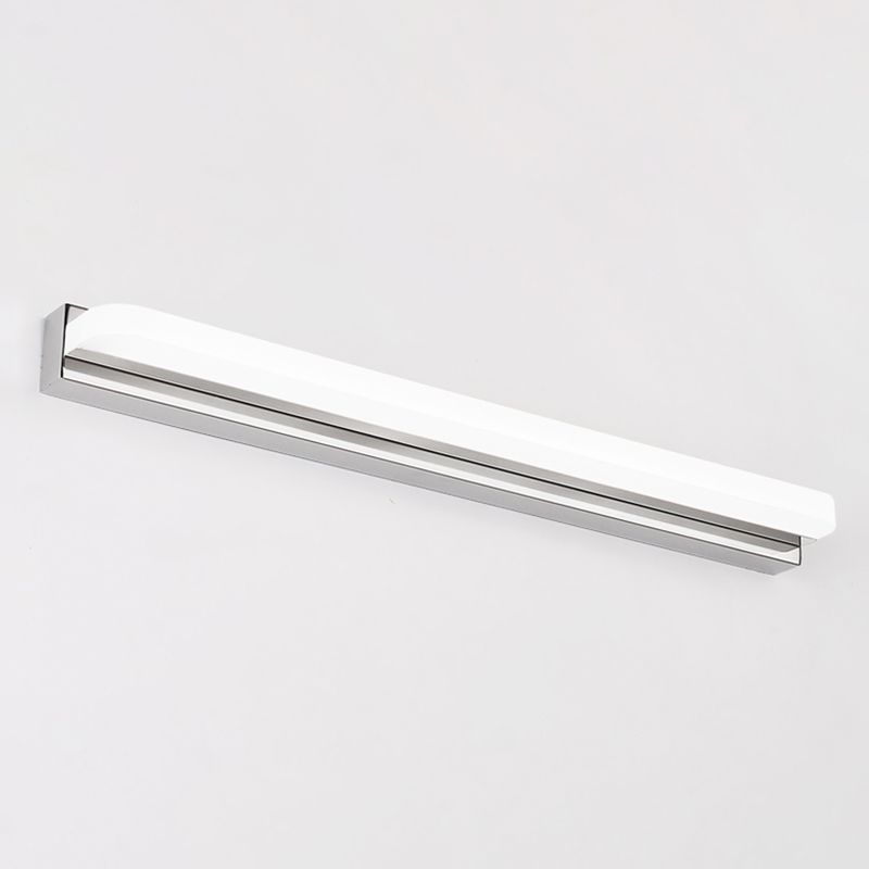 Luz de tocador lineal Luz de metal contemporáneo 1 luz de espejo LED de luz para baño en plata