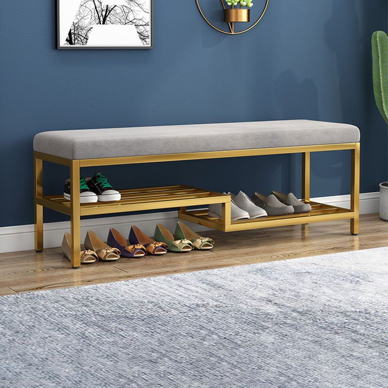 Modern Entryway Bench Cushioned Metal Seating Bench , 14" Width