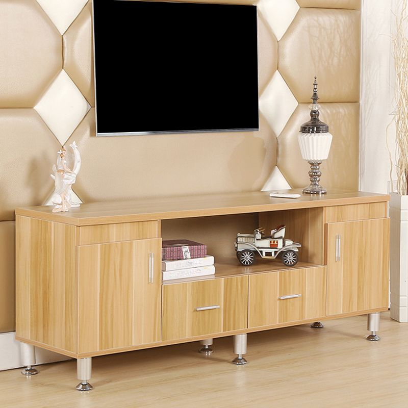 Scandinavian Style Wood TV Stand Open Storage TV Console with Shelves