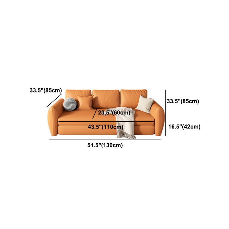 Faux Leather Square Arm Contemporary Bed Sofa Couch in Brown