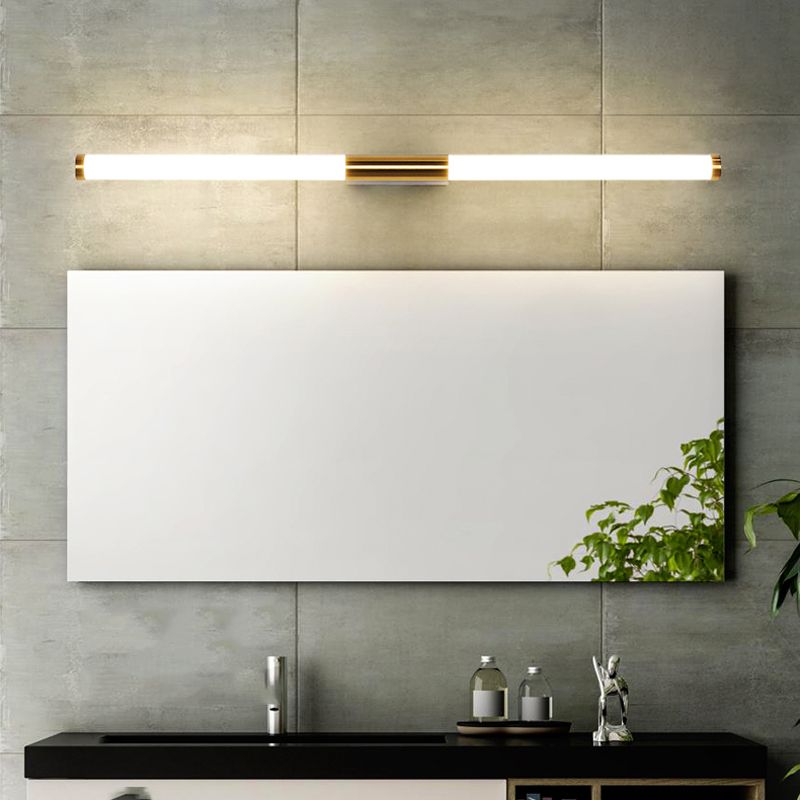 Modern Metal Wall Sconce Linear Shape Vanity Lamp with Plastic Shade