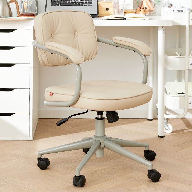 Modern Padded Arms Office Chair Tilt Mechanism Leather No Distressing Ergonomic Chair